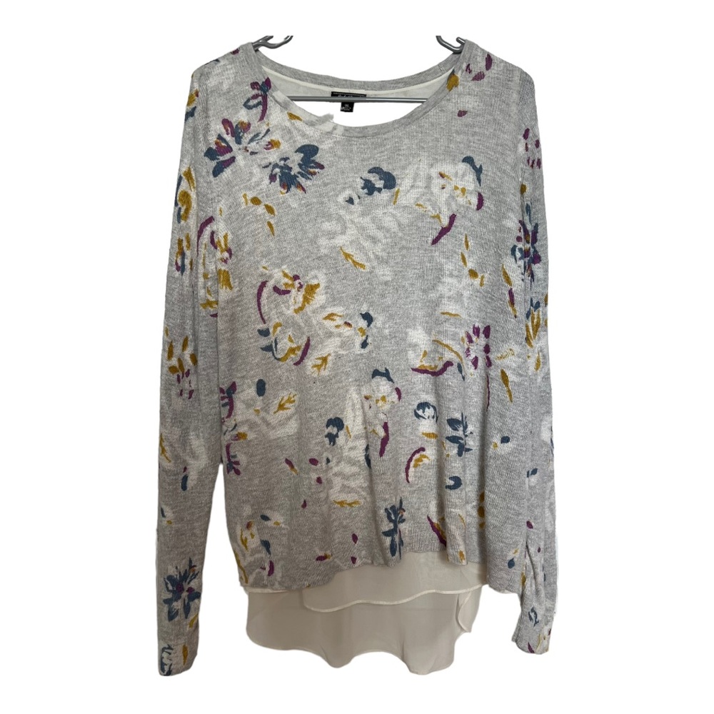 EUC XL Lucky Brand Women's Floral Open Split Back Long Sleeve Sweater
